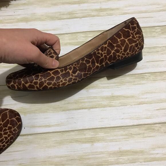 Fossil Calabash Giraffe Animal Print Leather Calf Hair Flats Loafers Size 9 - Picture 7 of 10